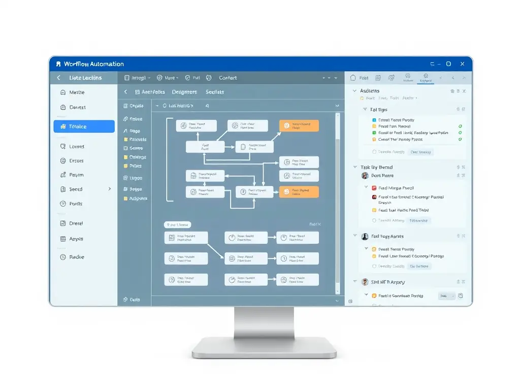 A visual representation of a customizable workflow interface, showcasing various task blocks and connectors that can be easily arranged and modified to suit specific business processes, symbolizing the flexibility of scalable workflow solutions.